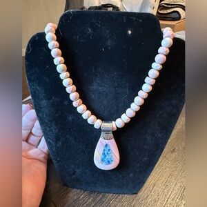 Jay King DTR 925 Silver Opal Inlay Necklace.